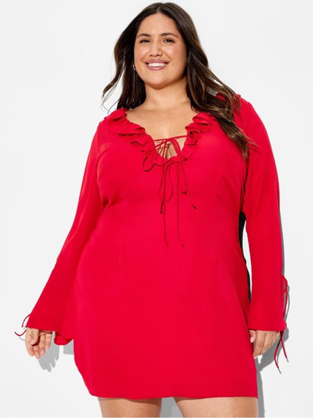 NWT Wild Fable Women Bell Long Sleeve Mini Bodycon Dress XXL Red Cocktail Party